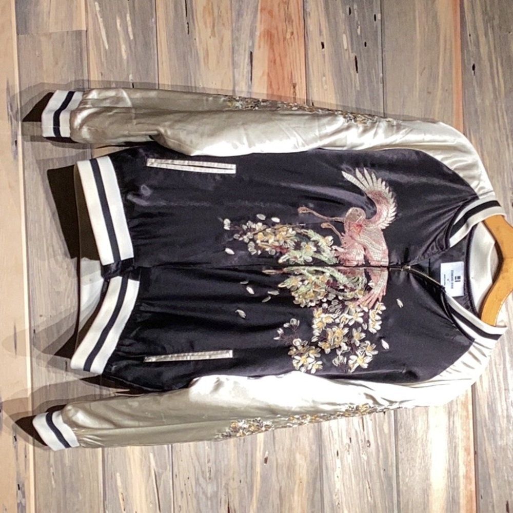 SILKY JACKET BLACK AND TAN